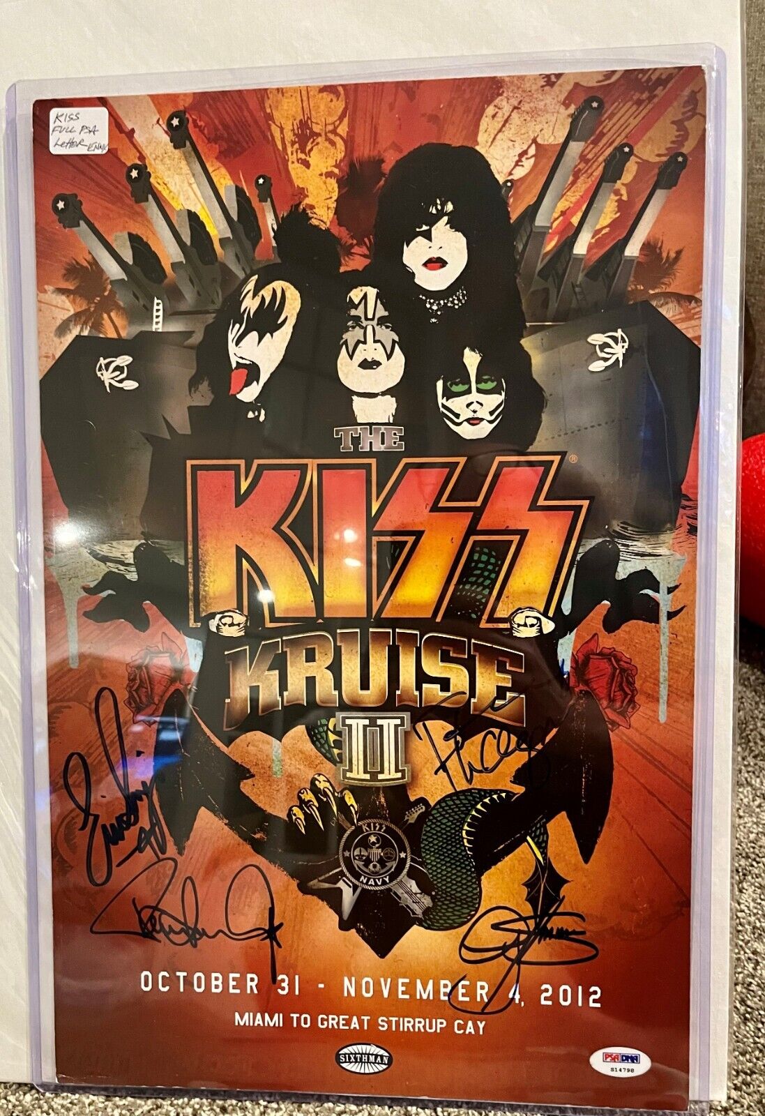 VERY RARE PERFECT KISS BAND SIGNED AUTOGRAPHED 11x17 FULL PSA LETTER
