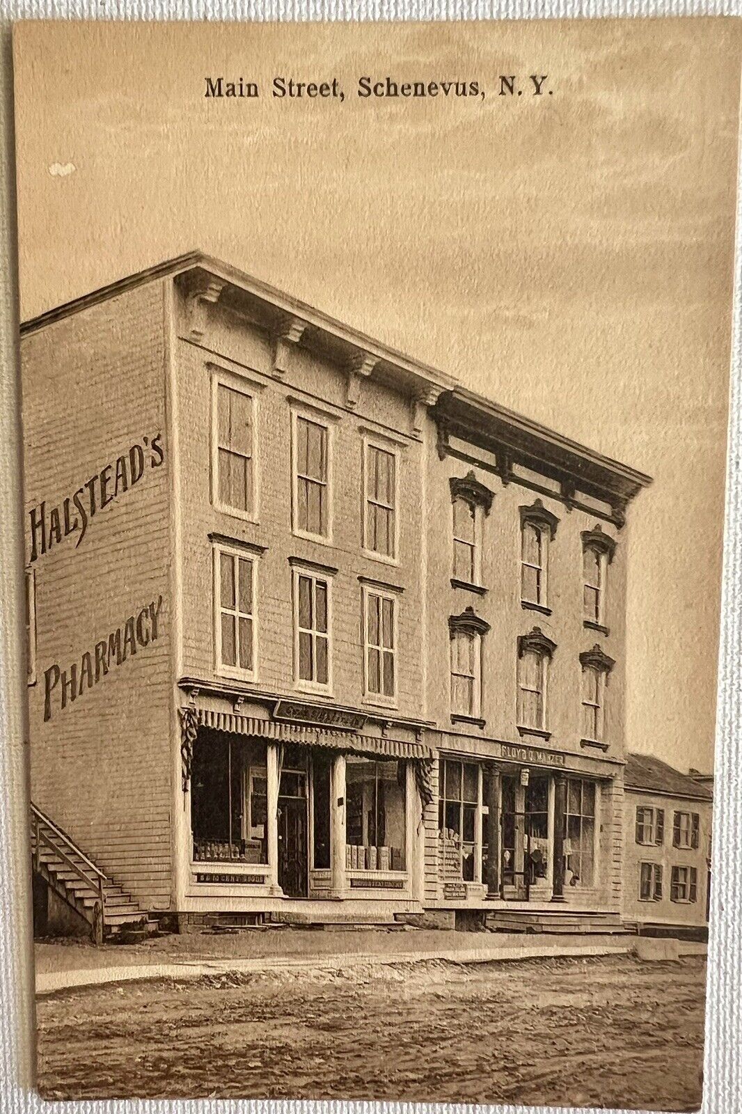 Vtg Antique RPPC Postcard Upstate NY Hometown Schenevus Main St Stores -unposted