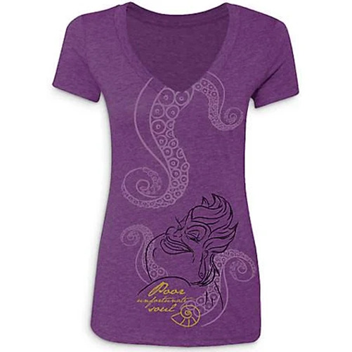 (XL) Disney Parks Little Mermaid URSULA Women\'s Purple V-Neck Shirt Villains Tee