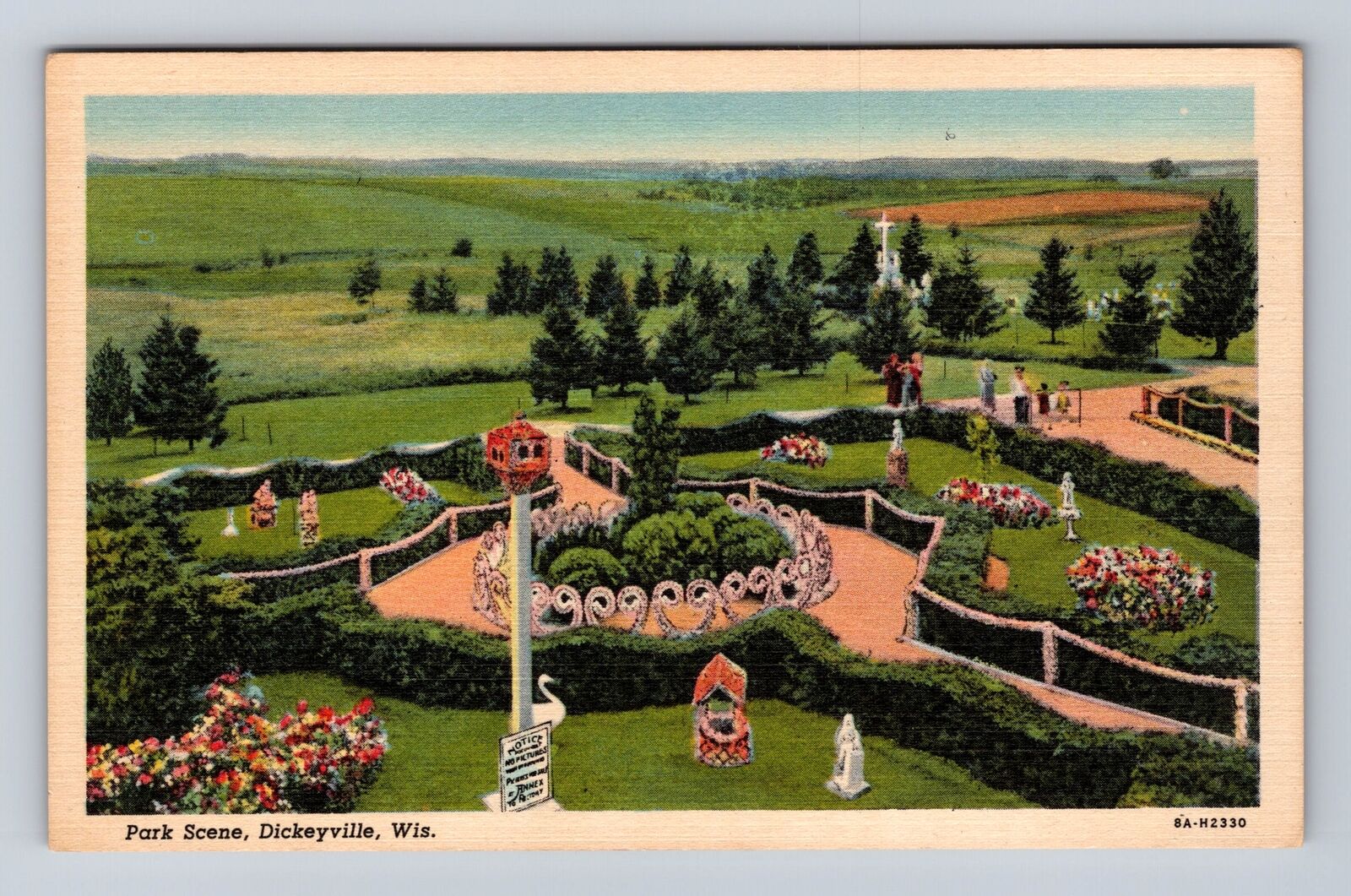 Dickeyville WI-Wisconsin, Park Scene, Antique, Vintage Souvenir Postcard