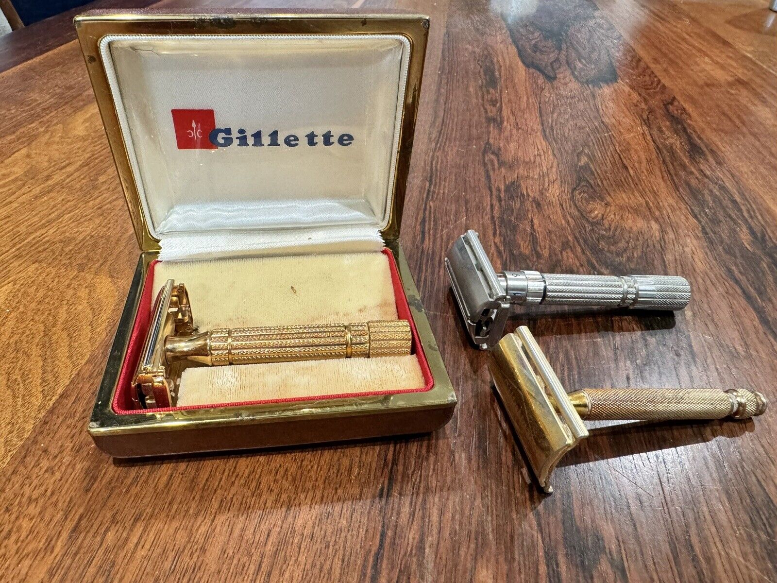 Vintage Gillette Lot, NOS Gold Plated Diplomat Razor w/Box & 1959 Fat Boy & More