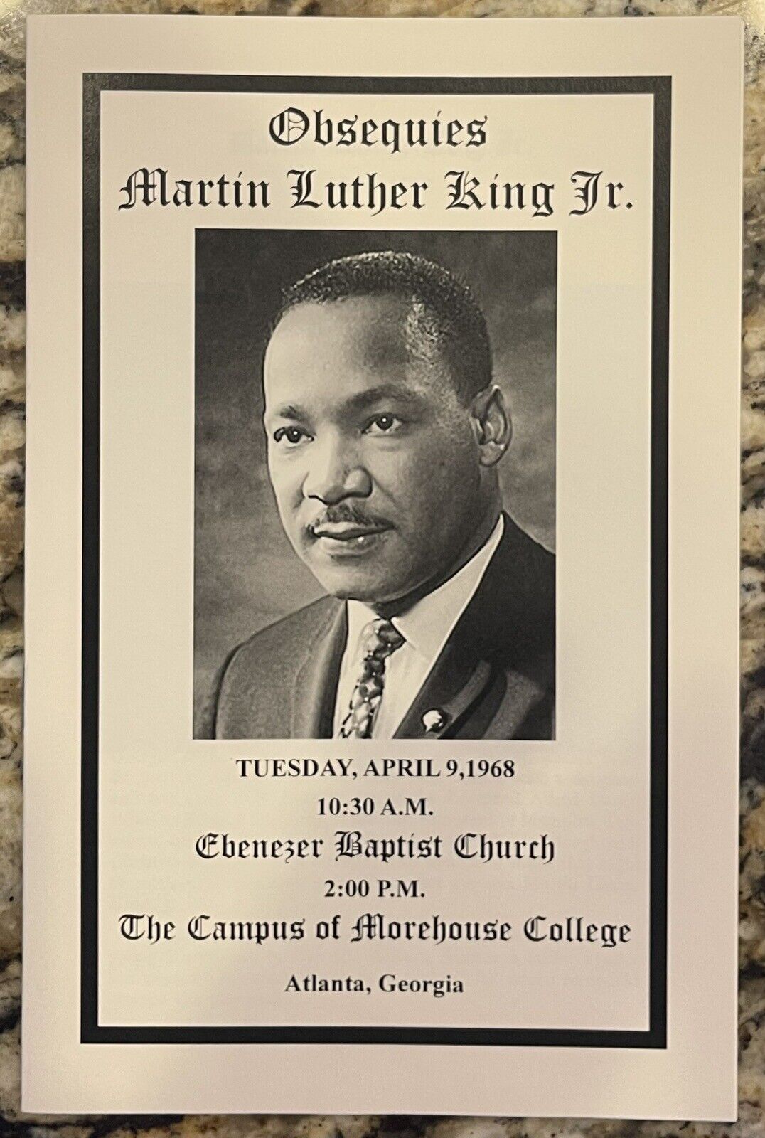 DR MARTIN LUTHER KING JR FUNERAL PROGRAM PHAMPLET APRIL 9 1968 GEORGIA AUTHENTIC