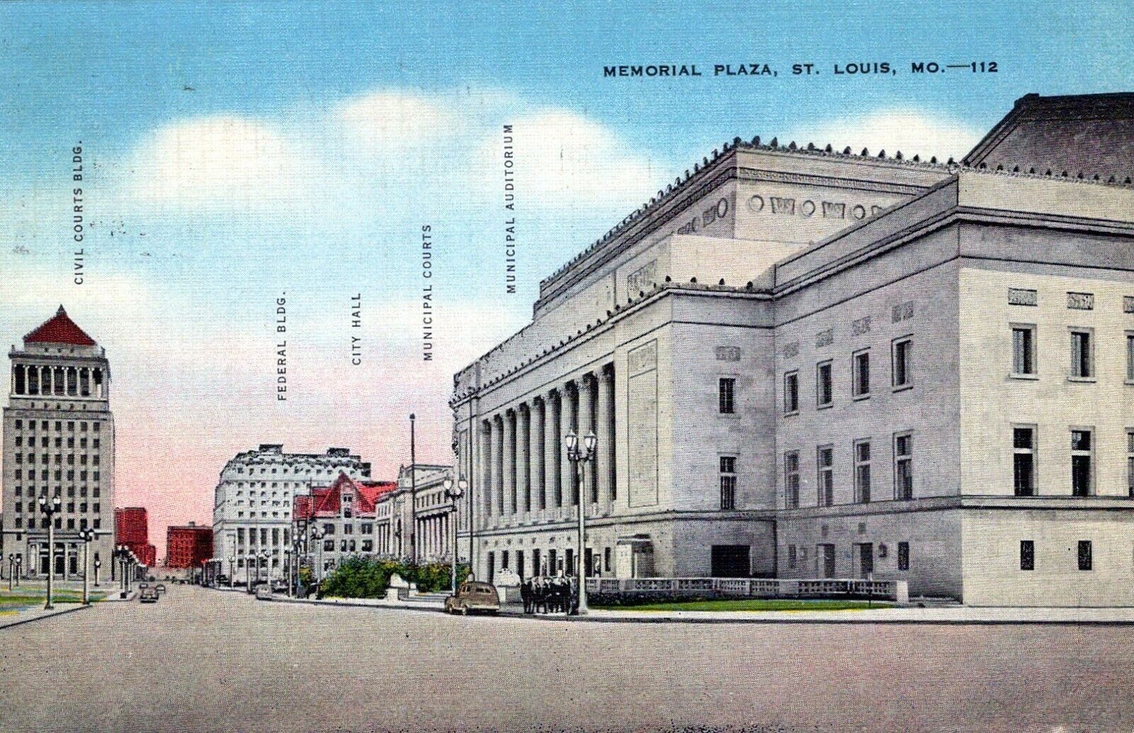 Memorial Plaza St Louis Missouri Posted Vintage Linen Post Card