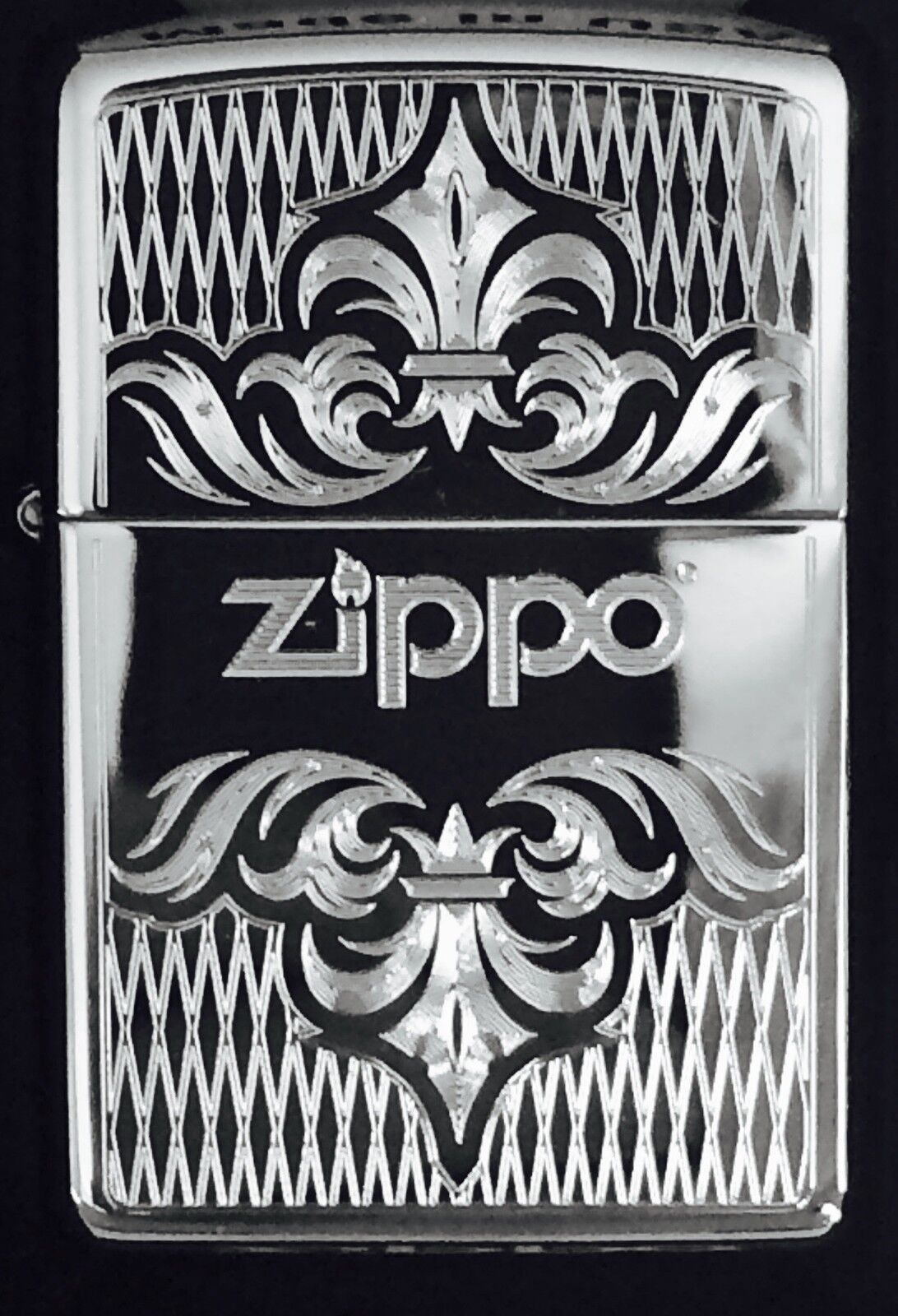 Zippo Windproof Chrome Lighter With Regal Design & Zippo Logo, 51154, New In Box