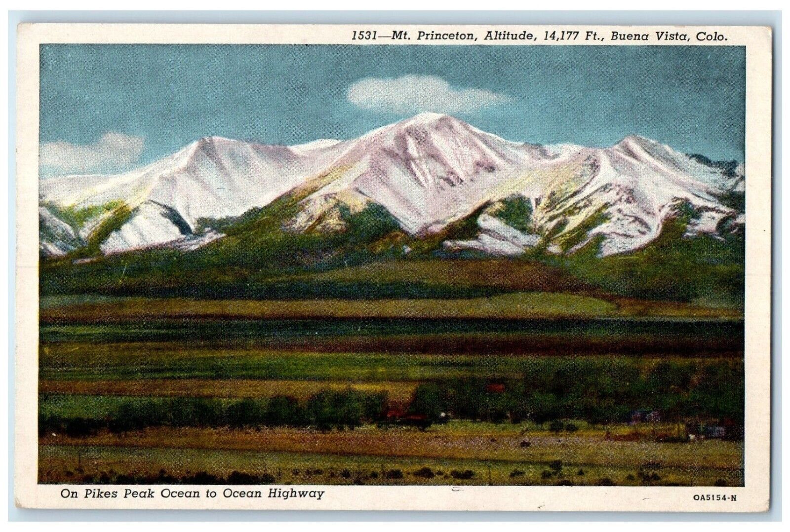 1959 View Of Mt. Princeton Buena Vista Colorado CO Posted Vintage Postcard