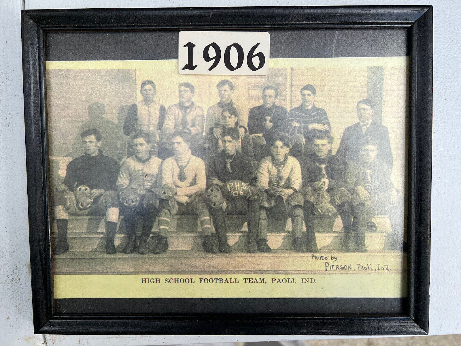 1906 Vintage Antique Football Framed Photograph High School Team Indiana