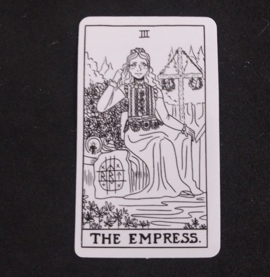 The Empress Black & White Witch Tarot Card Sticker 2.18\