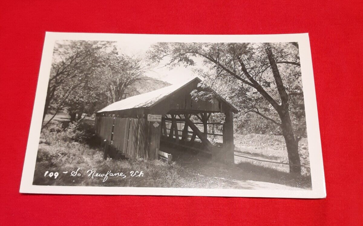 c1910s RPPC Old Covered Bridge  SO. NEWFANE, VERMONT unused POST CARD