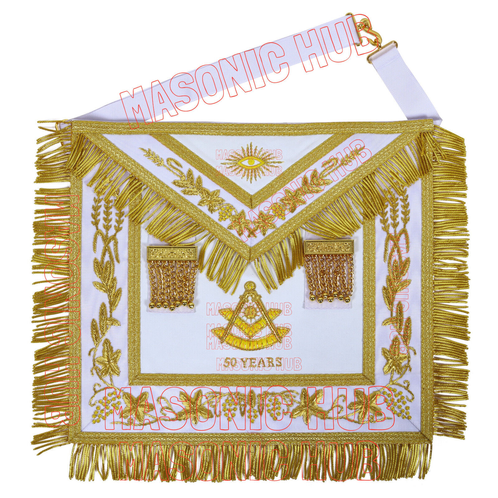 Masonic Past Master Apron Luxurious Lambskin Gold Bullion Apron - CUSTOMIZE