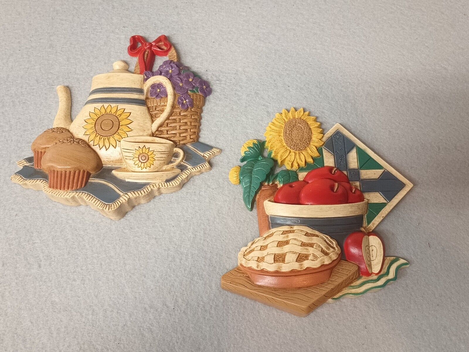 2 Vintage Home Interiors & Gifts Country Kitchen Wall Plaques Decor 3373-1-2