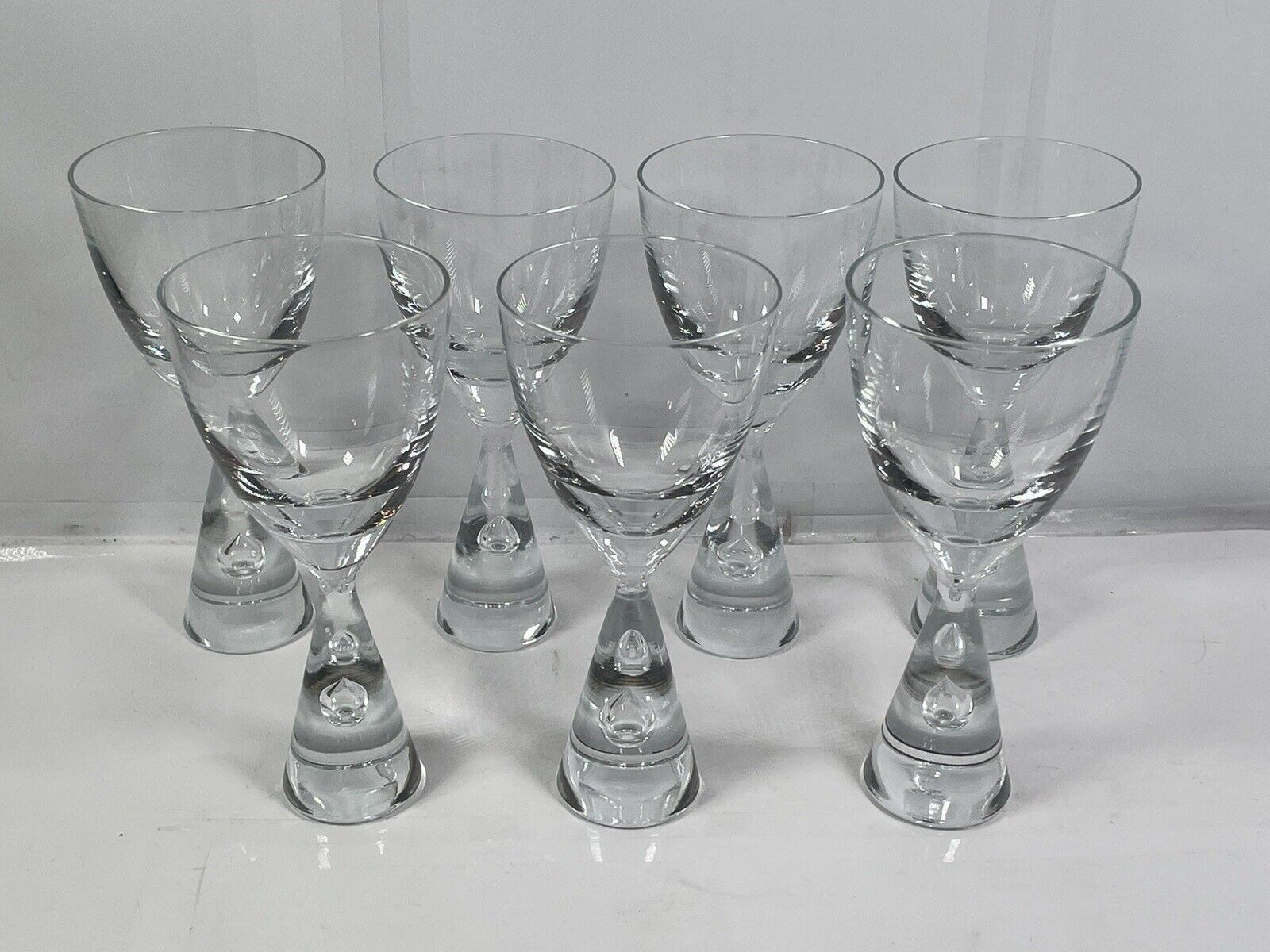 Vintage Crystal 7 Drinking Glasses by Bent Ole Severin for Holmegaard 1958 RARE