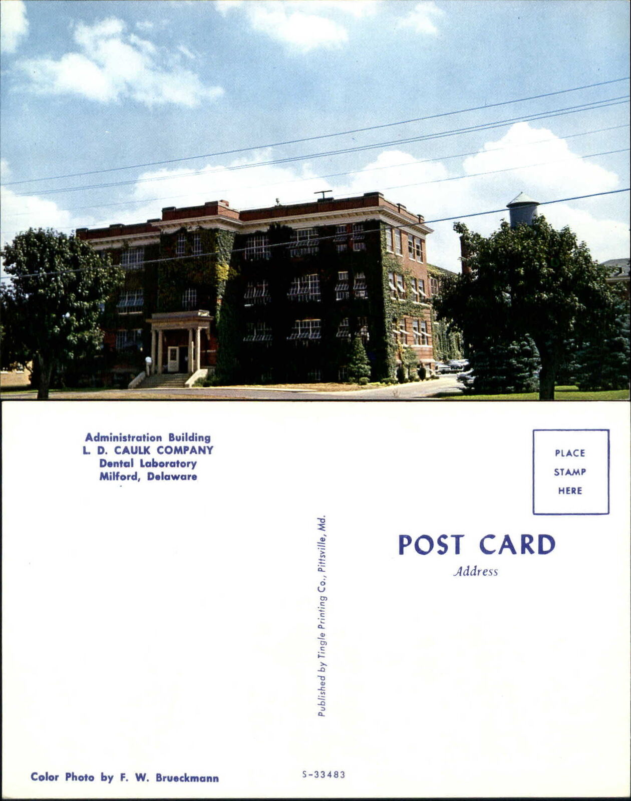 L.D. Caulk Company Dental Laboratory Milford Delaware DE 1960s postcard
