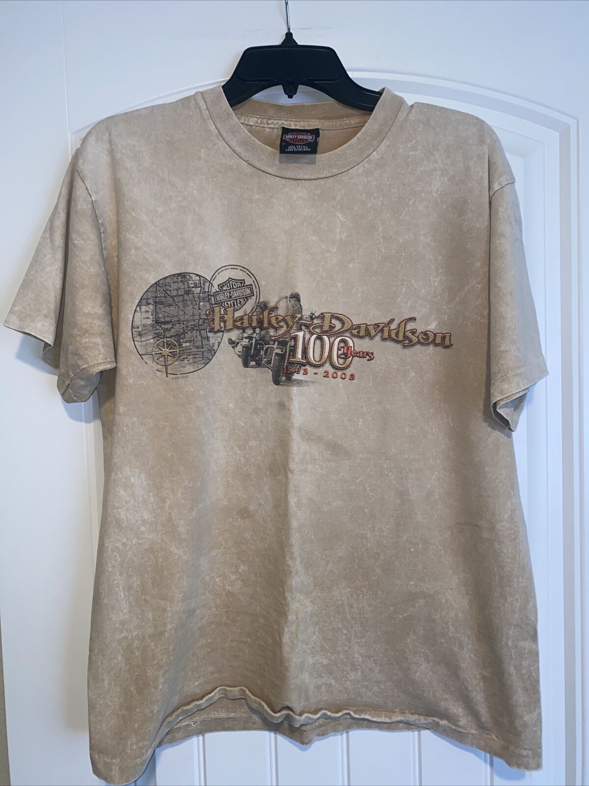 Vintage 2003 Harley Davidson 100 Years Brown Men Shirt Medium *READ*