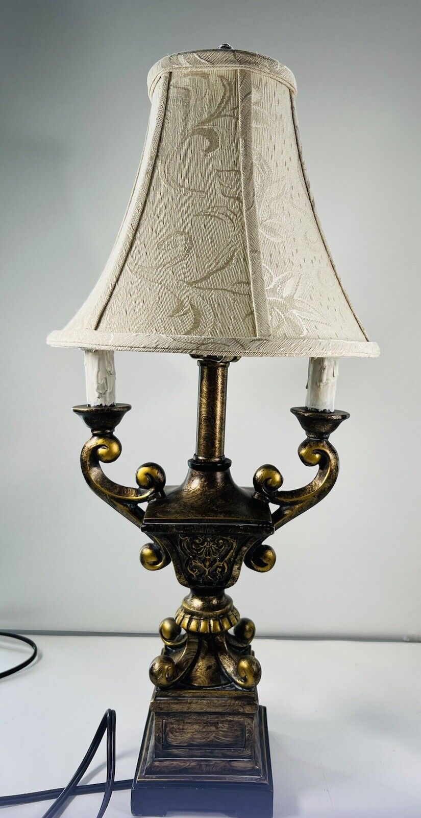 Victorian/Gothic Two Armed Candelabra Style Table Lamp. 22” Tall.