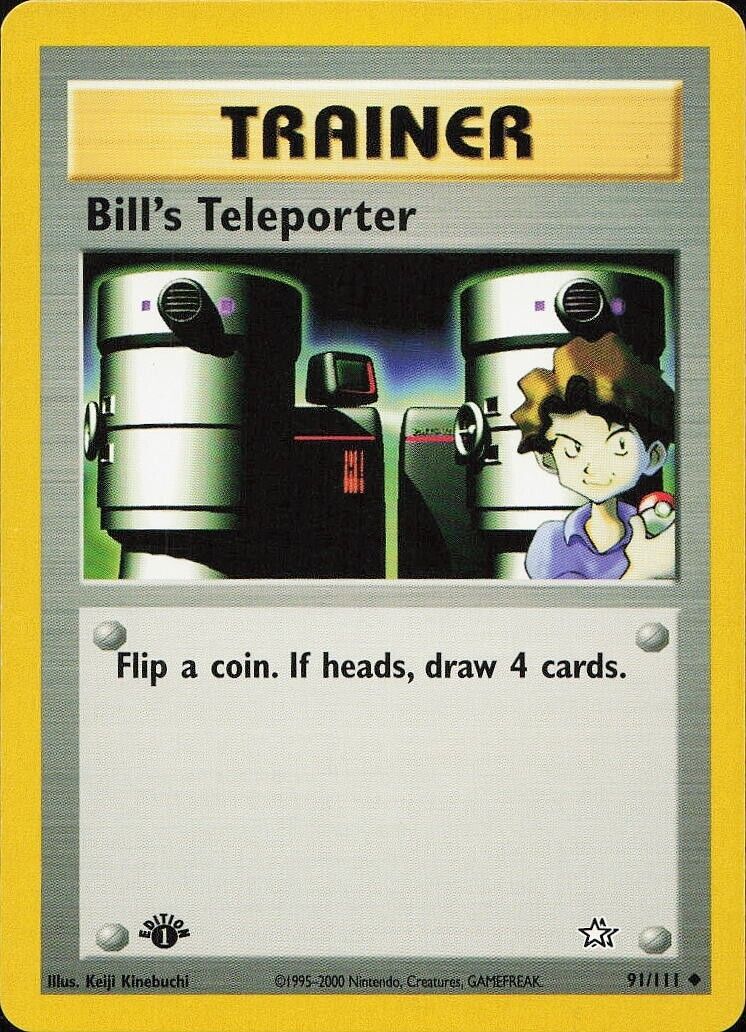 1st Edition Bill\'s Teleporter - 91/111 Neo Genesis NM/EX - Pokemon Card