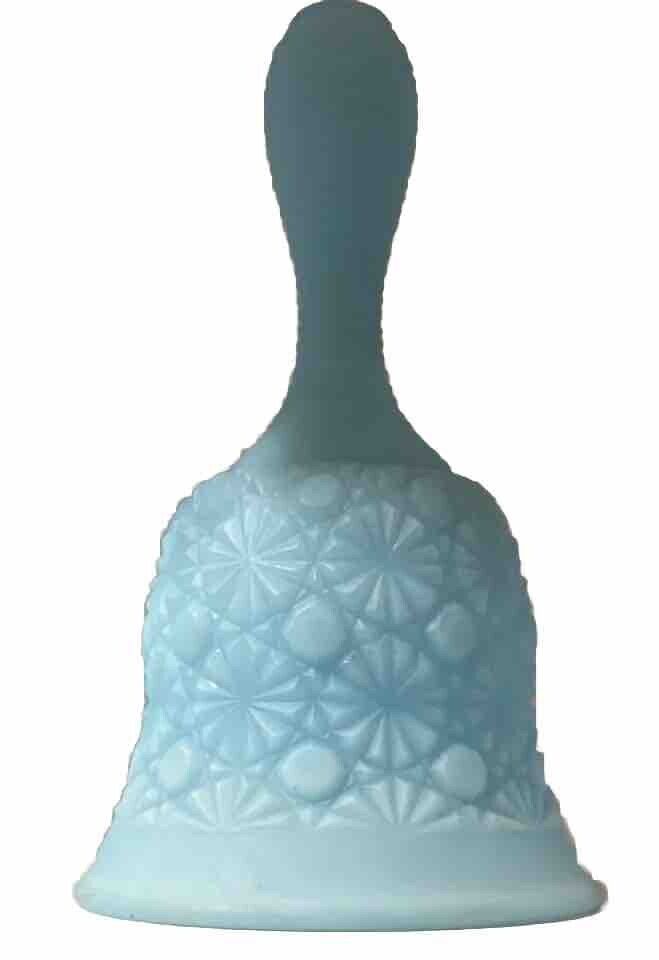 Vintage Fenton Bell Blue Satin Glass Daisy and Button 1970’s No Noisemaker MCM