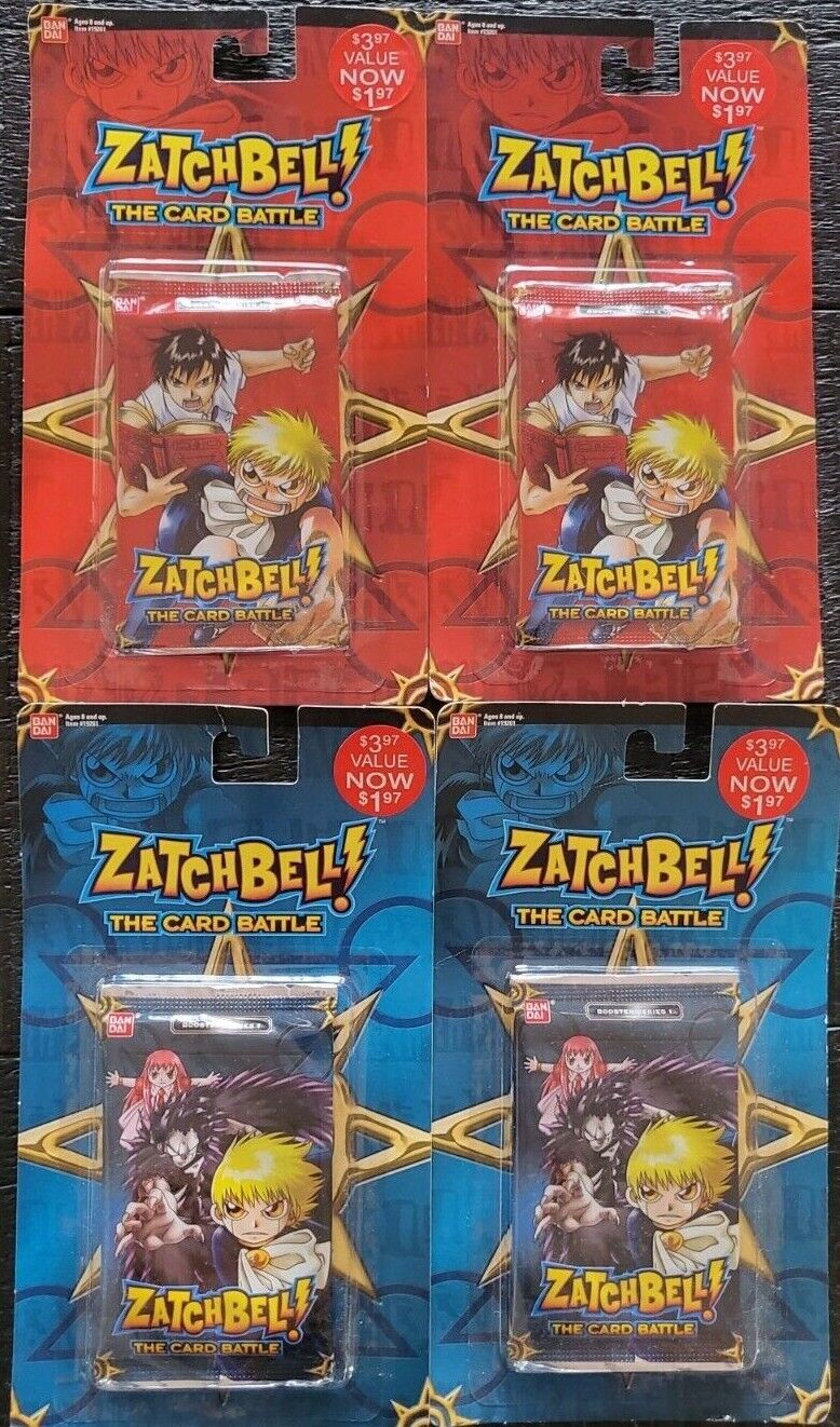 4PC LOT VINTAGE 2005 ZATCH BELL SERIES 1 BLISTER PACKS SEALED TRADING CARDS