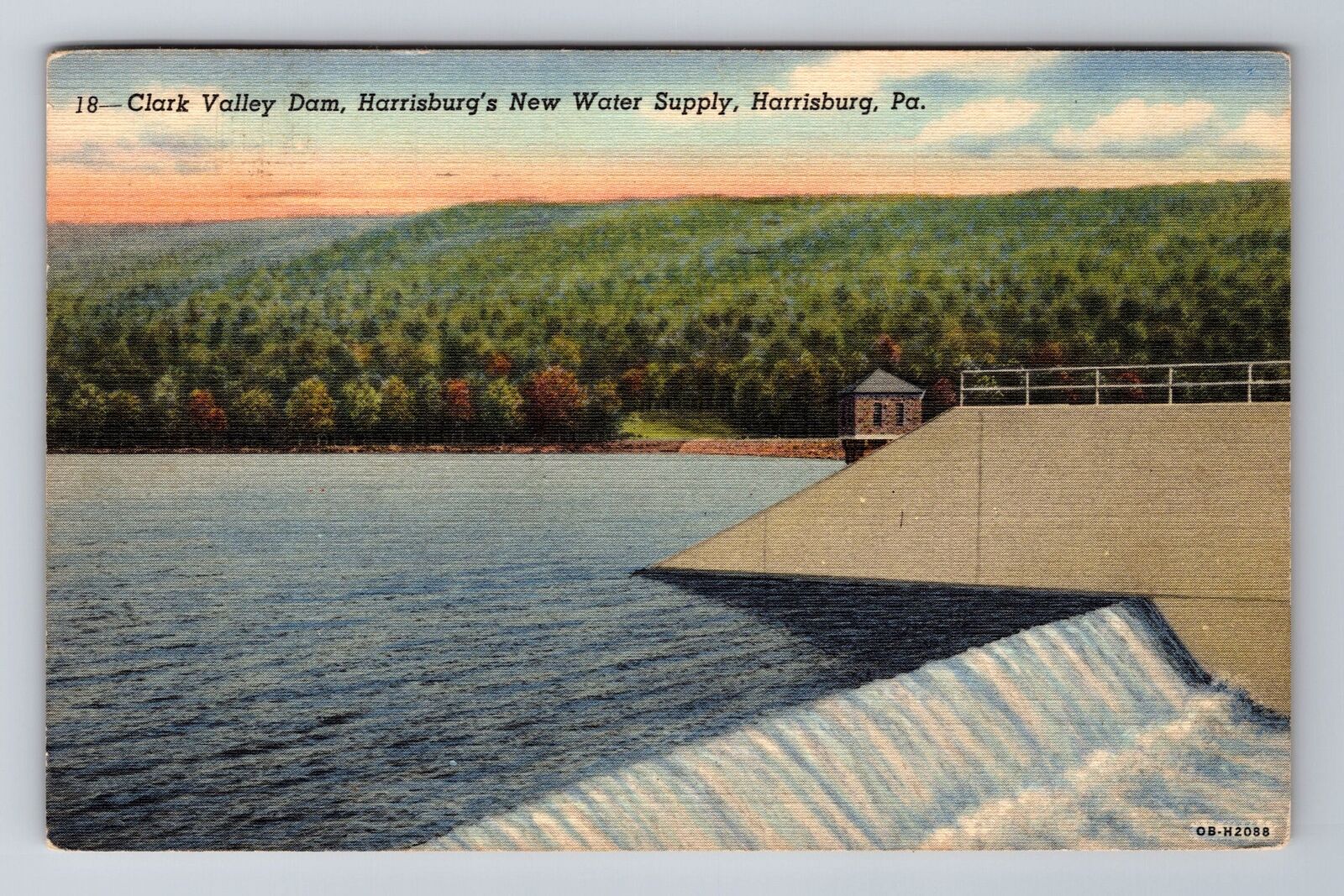 Harrisburg PA-Pennsylvania, Clark Valley Dam, Antique Vintage c1956 Postcard