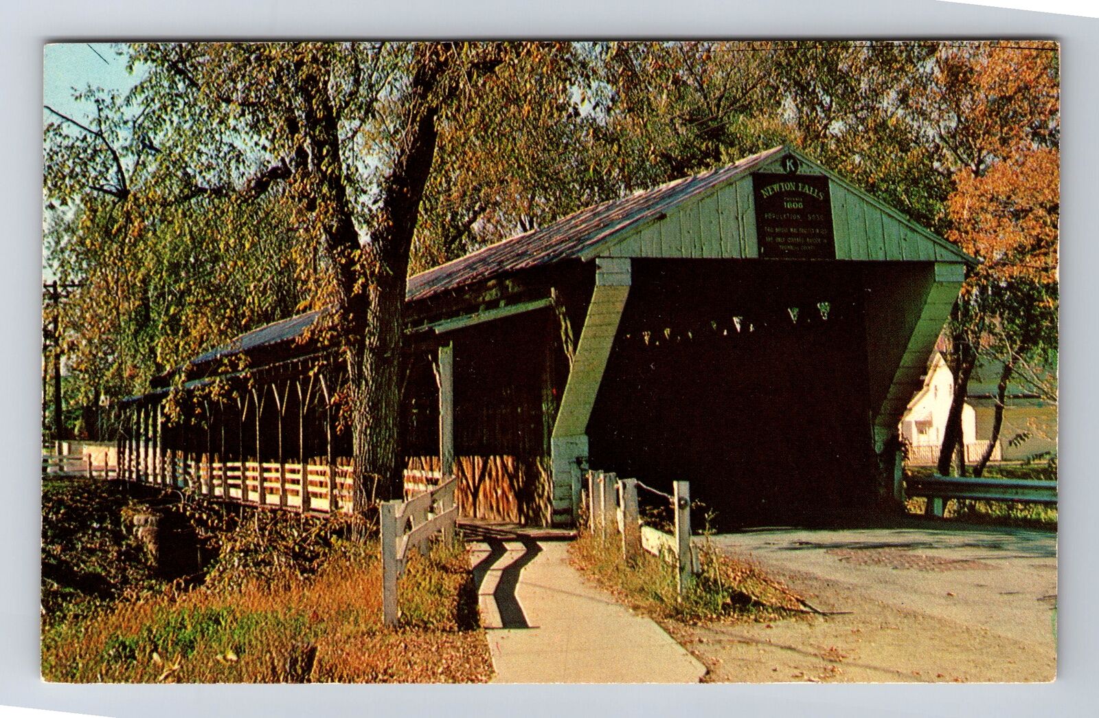 Newton Falls OH-Ohio, Covered Bridge In Trumball County, Vintage Postcard