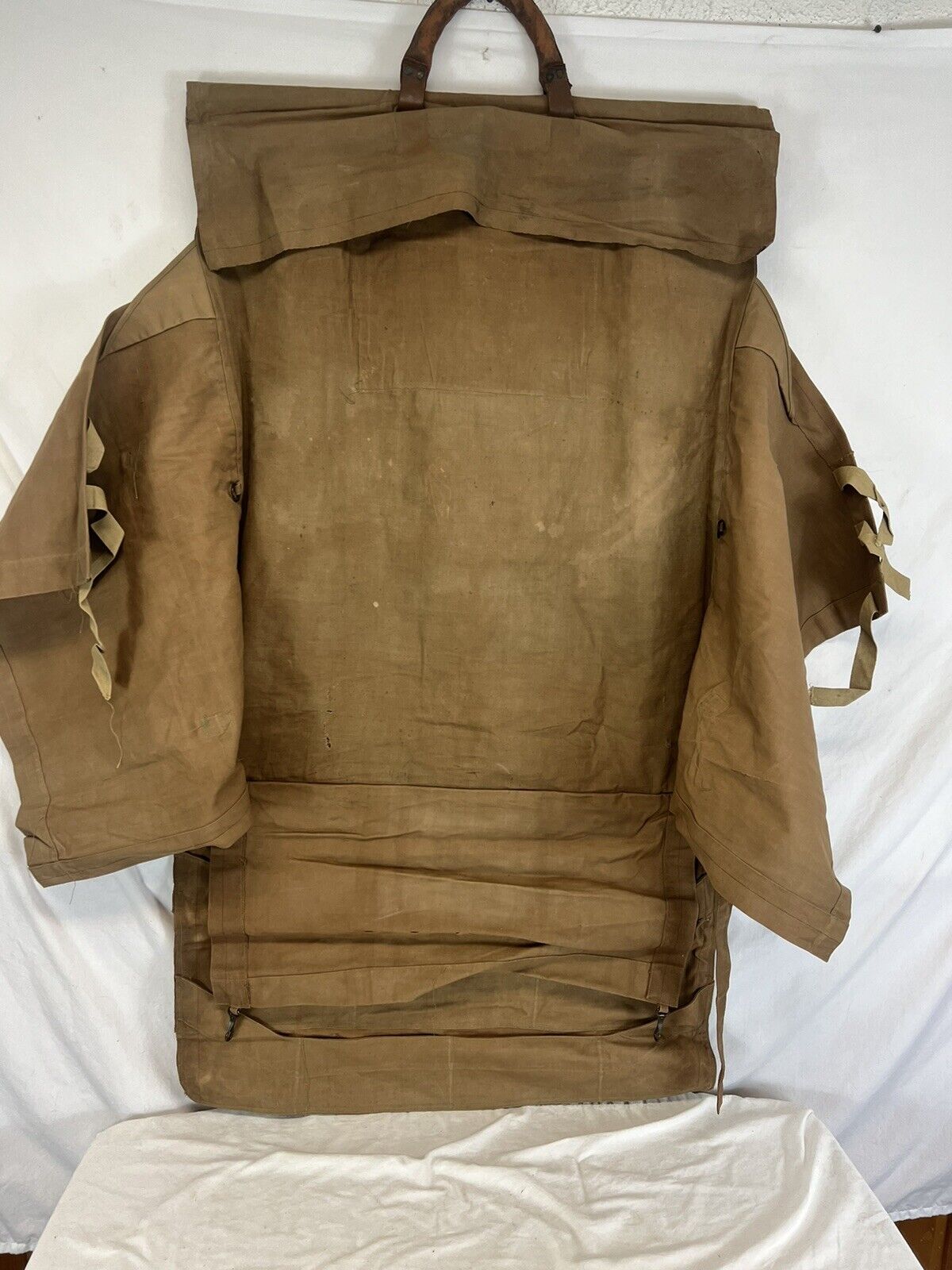 WW1 Army Navy Canvas Military Uniform Garment Bag Tan