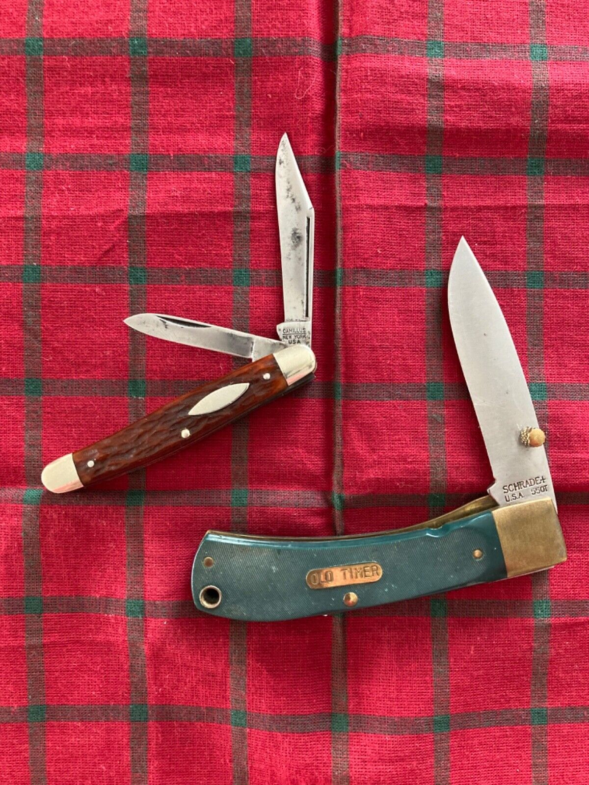 Two Vintage USA Pocket Knives- Schrade Old Timer OT55***Camillus New York