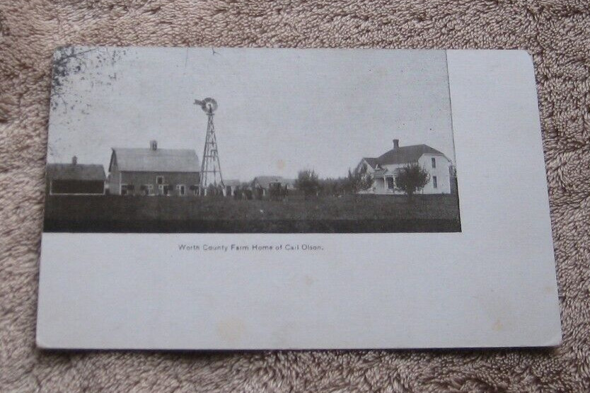 Worth County IA Iowa Carl Olson Farm Home UB Pre 1907 Postcard