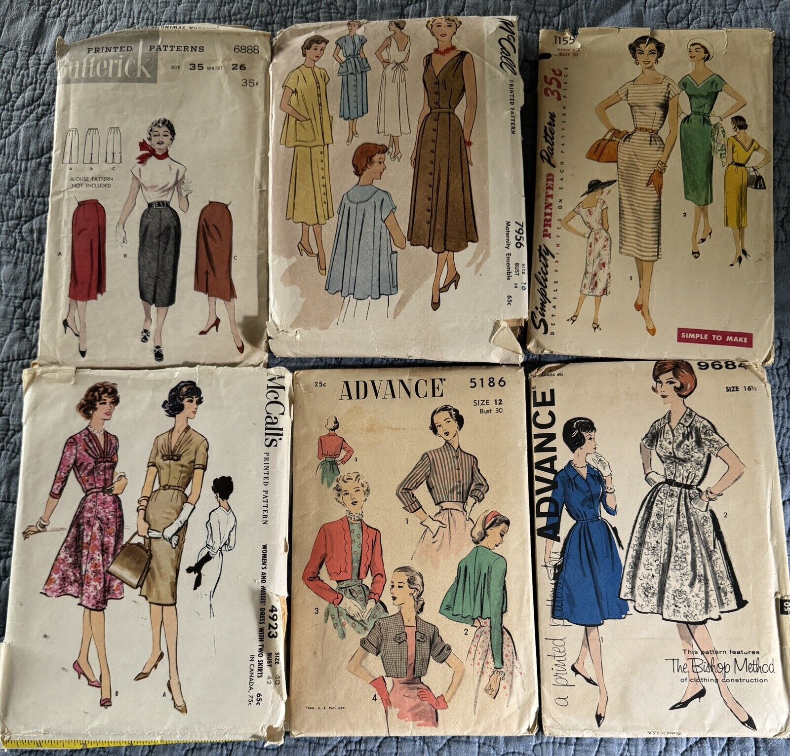 Lot of 6 1960s Vintage Sewing Patterns 40’s 50’s