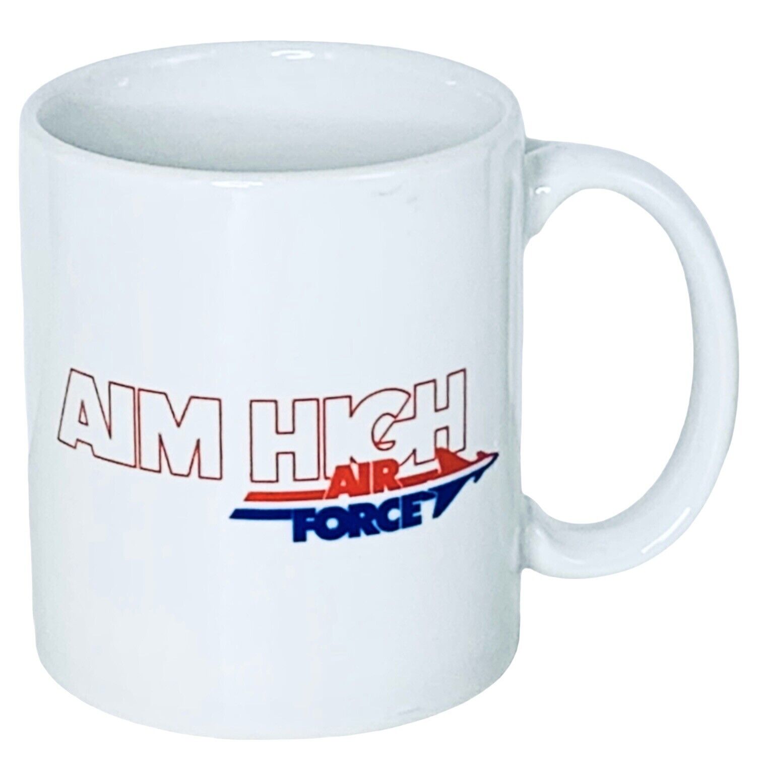 AIR FORCE Aim High US Military White Red Blue 12 OZ Coffee Mug EUC