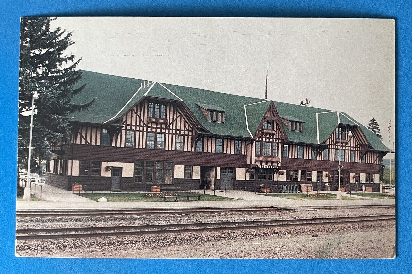 Whitefish Montana Train Depot Vintage Postcard