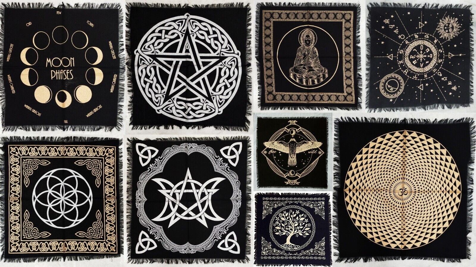 Wholesale Golden Altar Cloth Tarot Witchcraft Card Square Table Cloths Lot Bulk