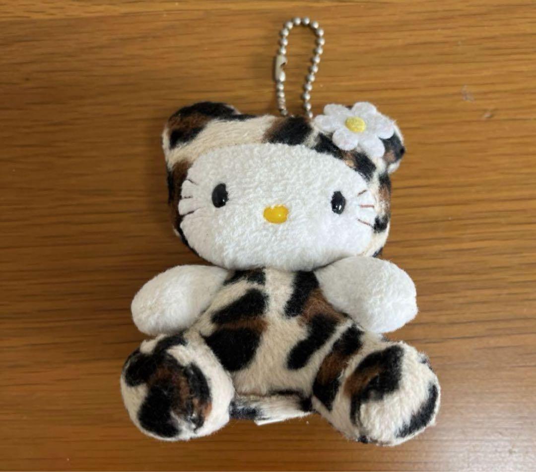 Rare Leopard Print Hello Kitty Plush Keychain Japan d6