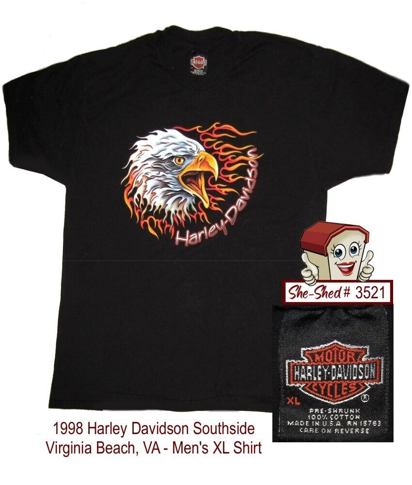 HARLEY DAVIDSON 1998 Southside - Virginia Beach, VA - Mens XL Black T-Shirt