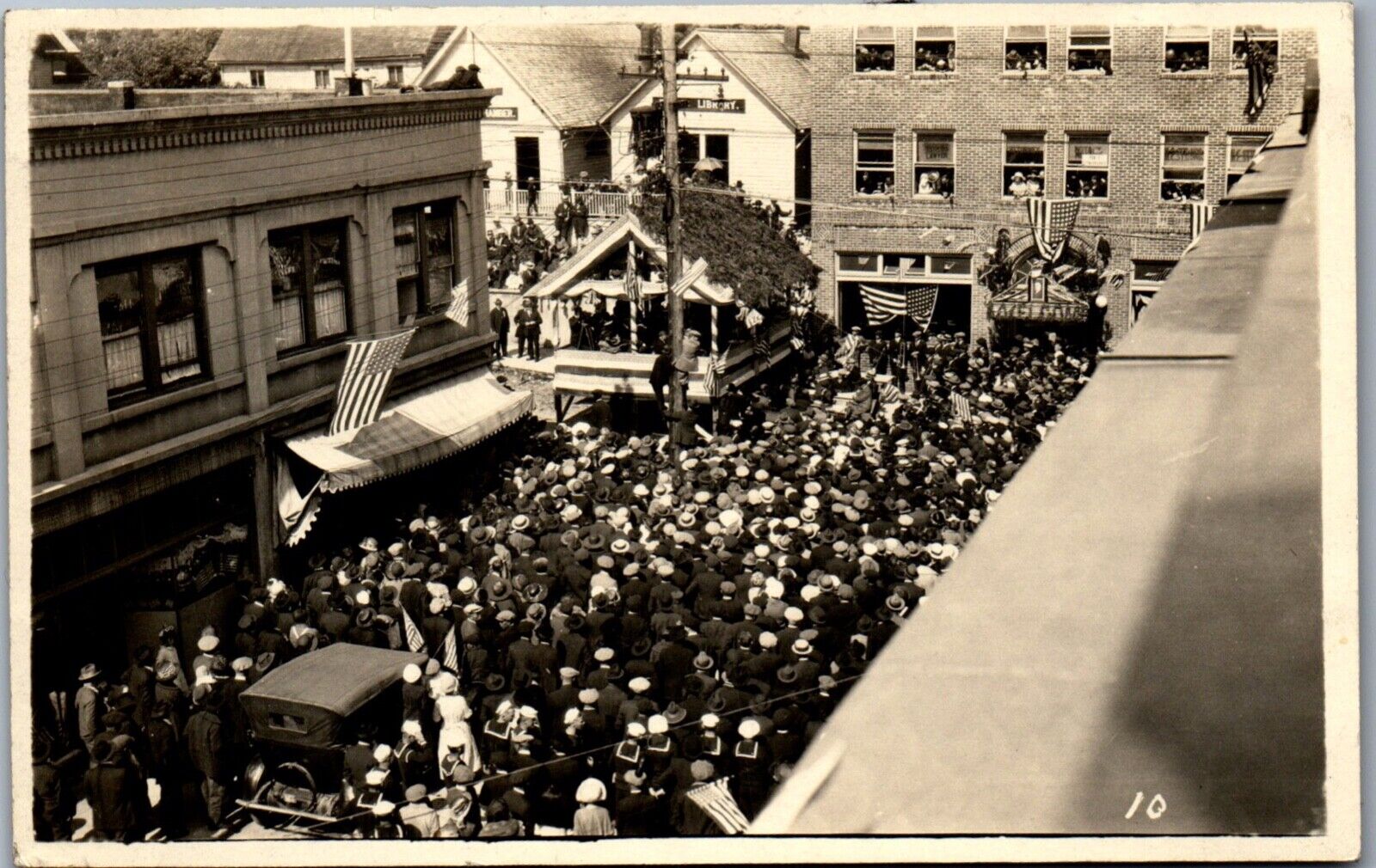 1923 RPPC PRESIDENT HARDING at KETCHIKAN AK, CROWD, SAILORS, LIBRARY Postcard PS