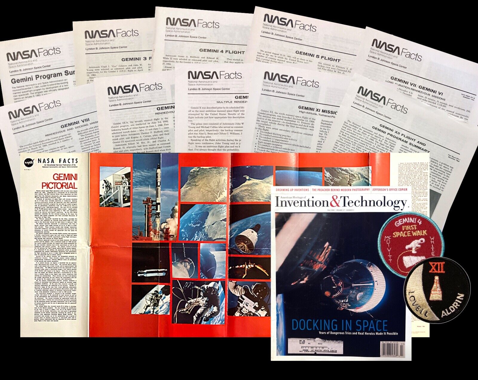 NASA Gemini Publications, Historical Poster & Commemorative Flight Patch bundle.