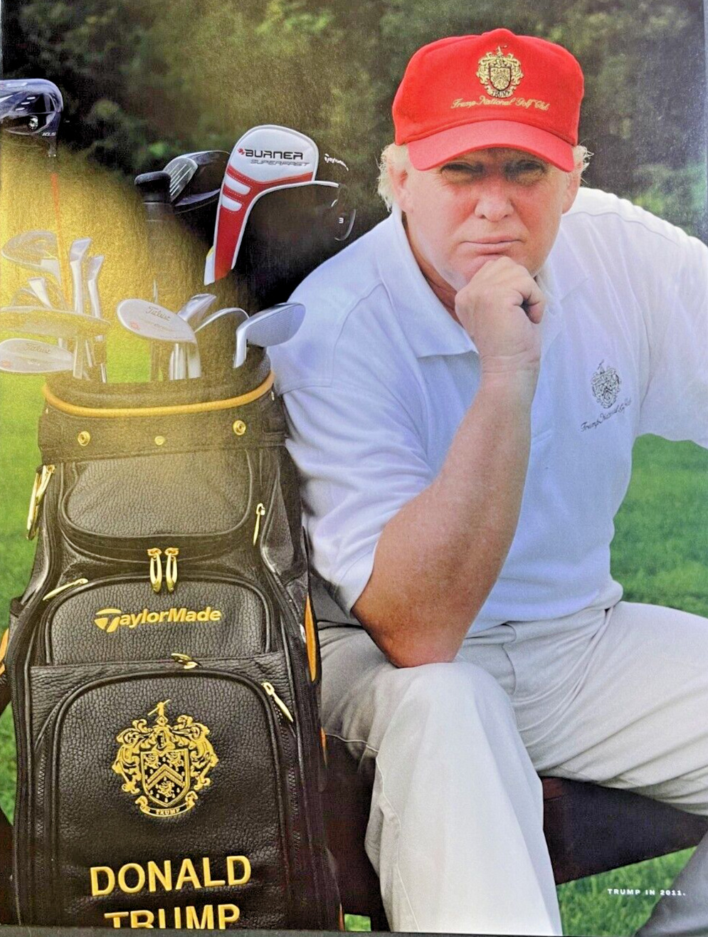 2017 Magazine Illustration Donald Trump Trump Sitting By Golf Clubs