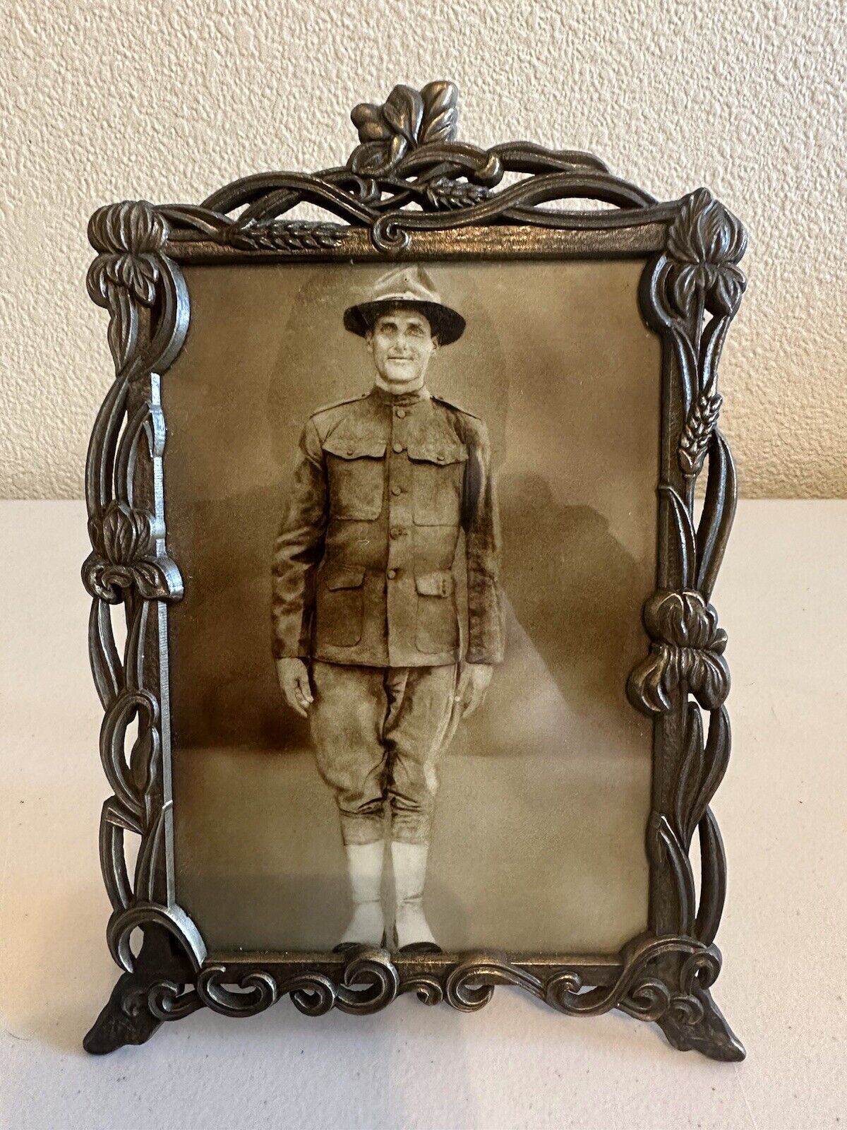 WWI Soldier Real Picture Photo Antique Military Army In Vintage Frame