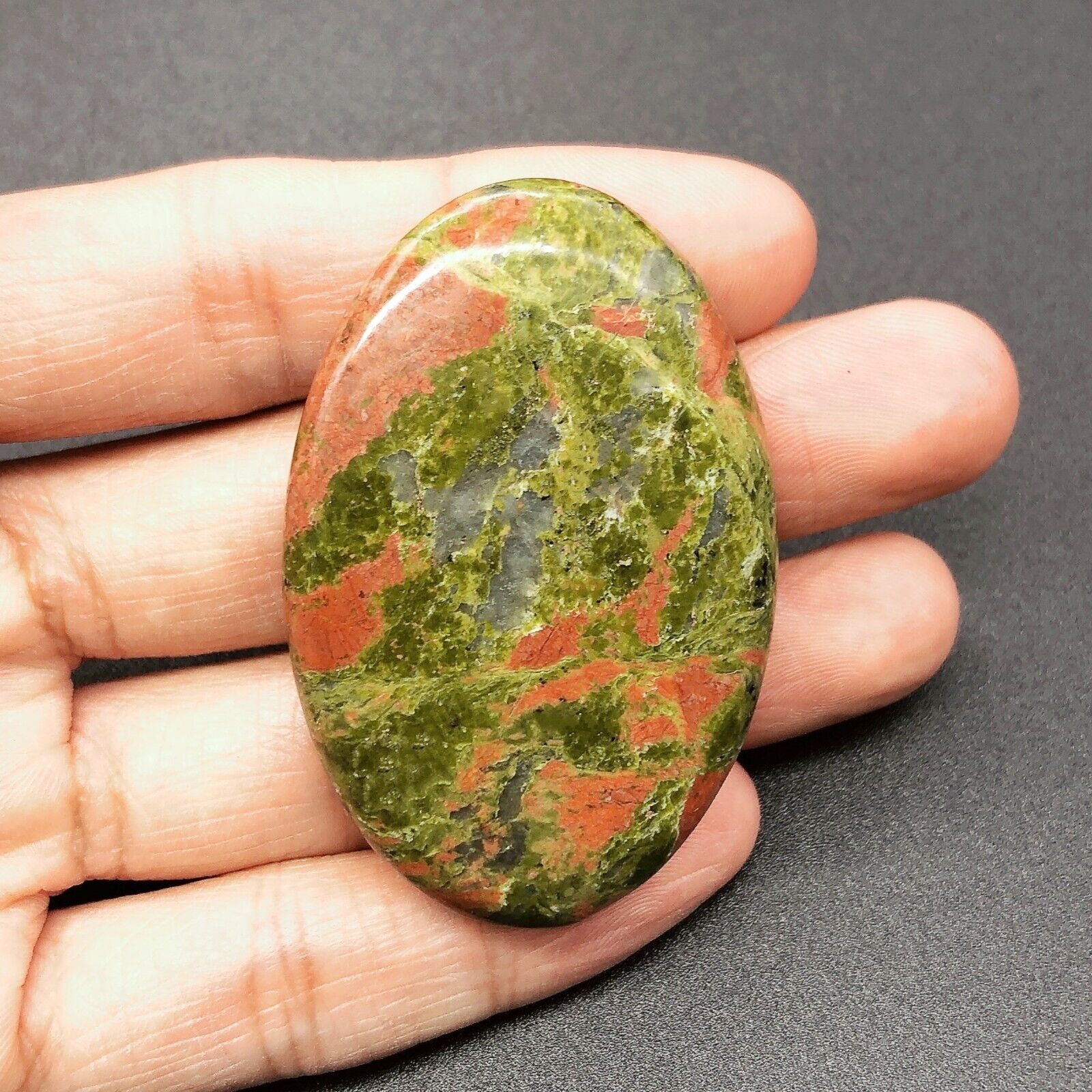1PC Natural Unakite Crystal Palm Stone Mineral message tool Home Decor
