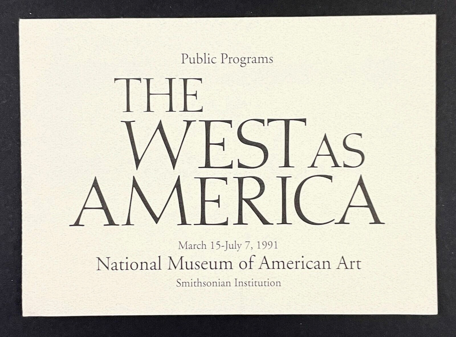 1991 West As American National Art Museum Smithsonian DC Vintage Travel Brochure