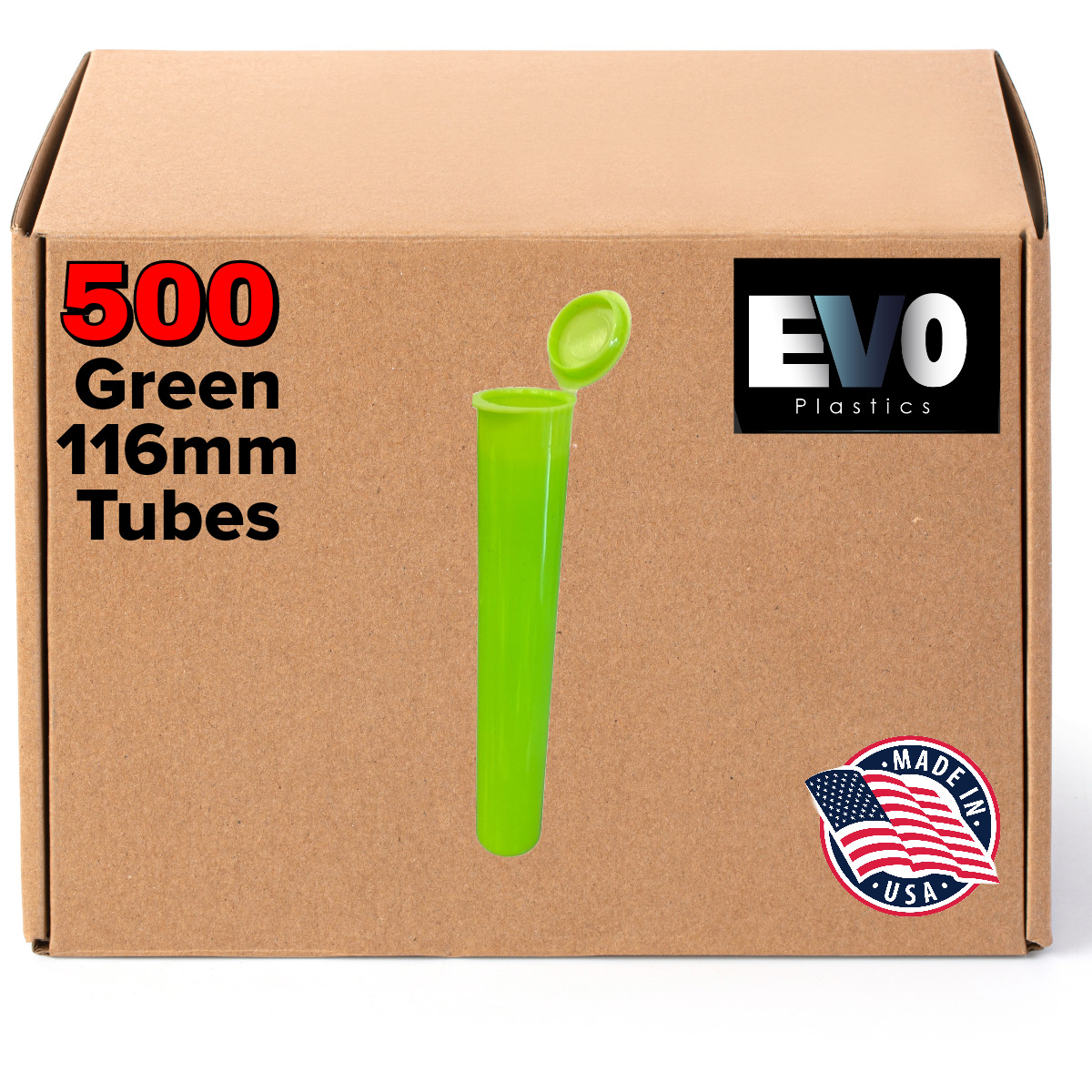 116MM Pre-Roll Tubes | Green | Container for King Size - 500 Box