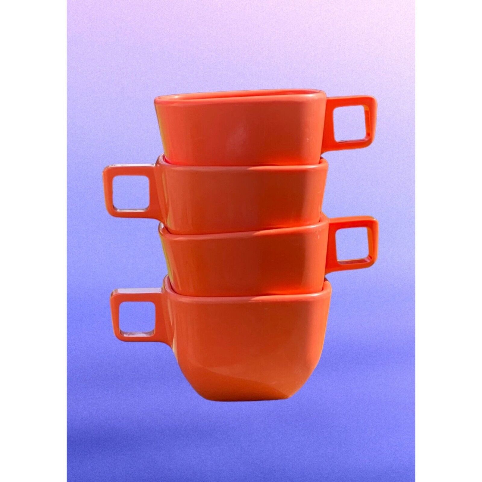 Vintage 1960s Orange Melamine Coffee Cups