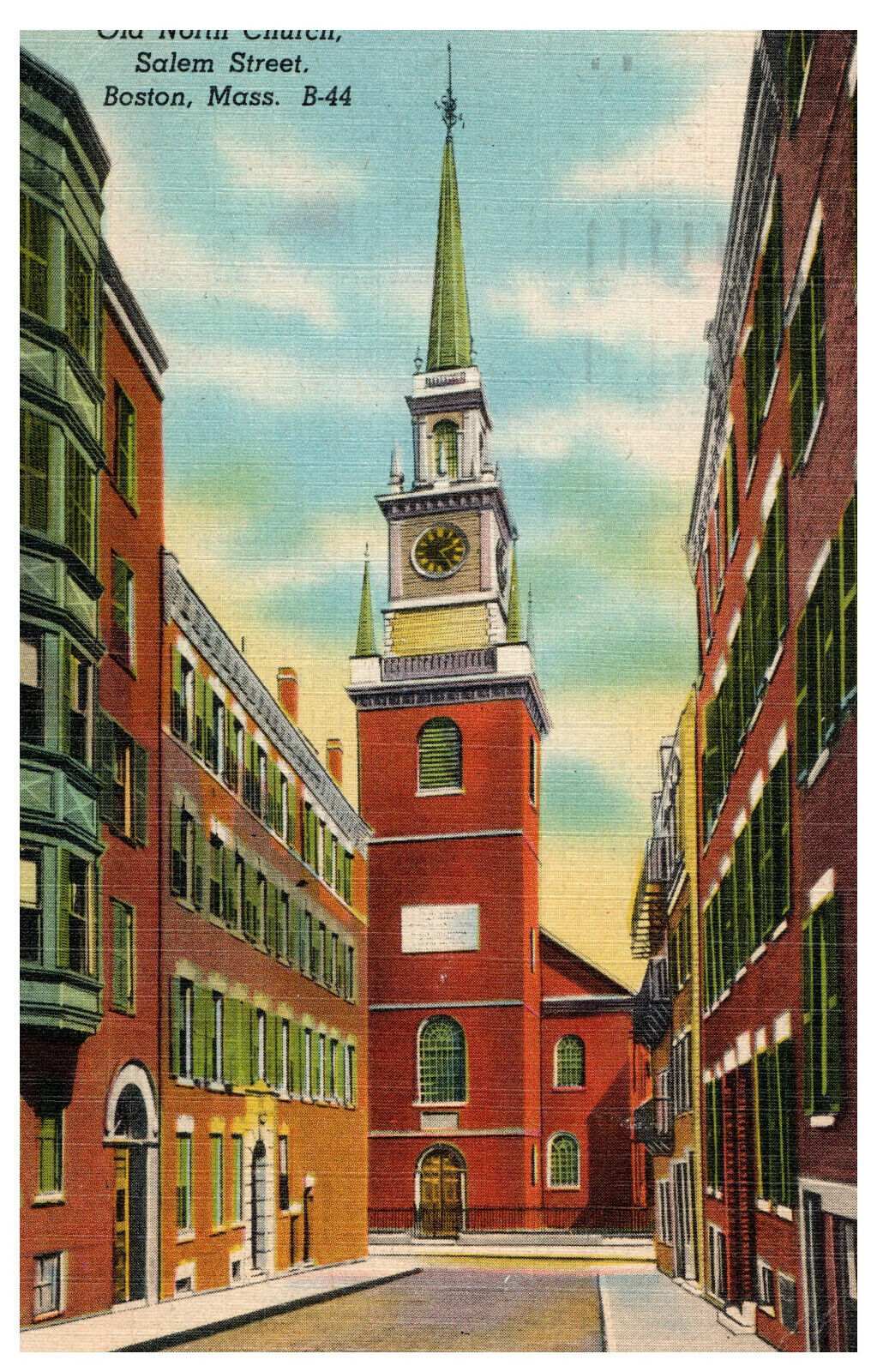 Linen~Old North Church Boston Massachusetts~Vintage Postcard 1948