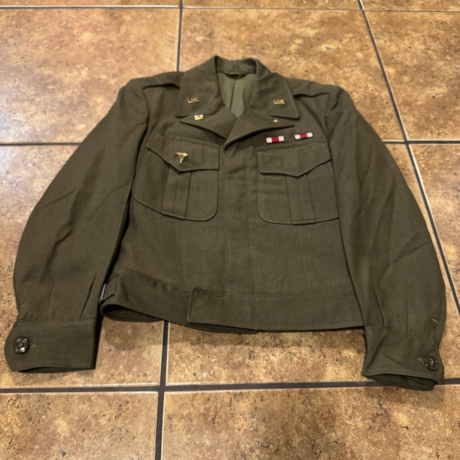 Original US Army WW2 Ike Jacket Battledress 34 Regular Chest
