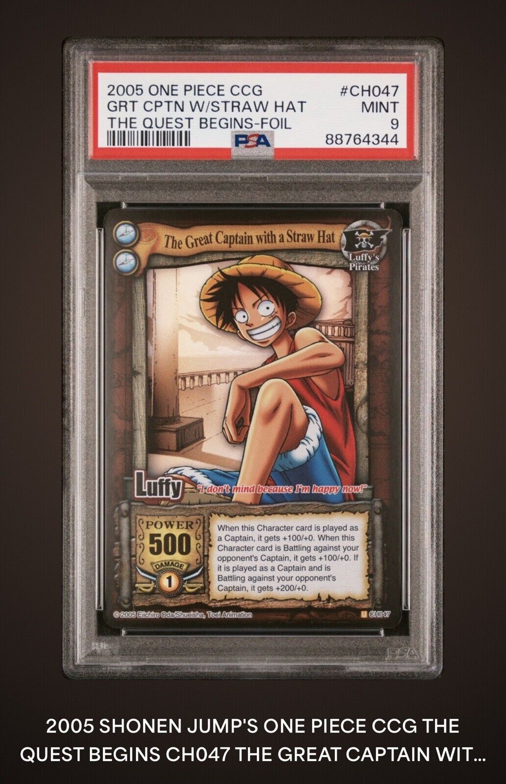 2005 One Piece Card CCG The Quest Begins Luffy W/A Straw Hat FOIL  PSA 9 Mint 🔥