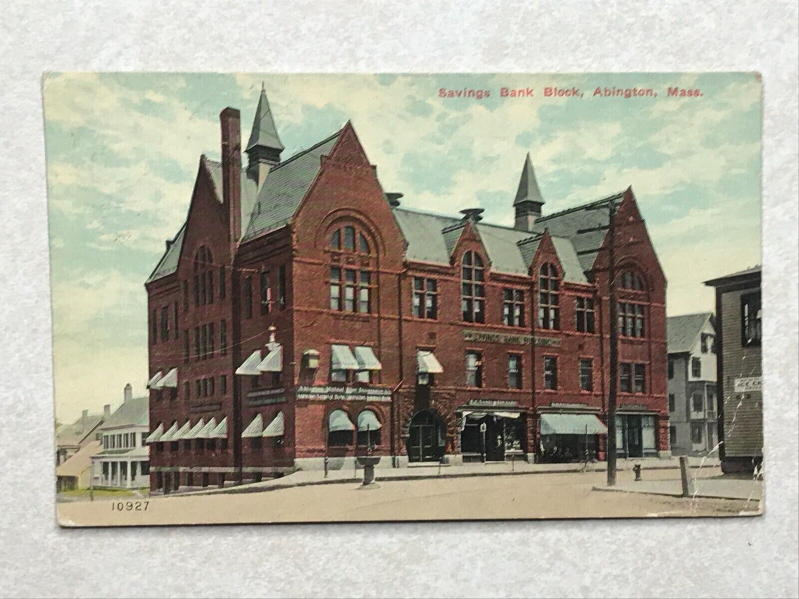 A2353 Postcard Savings Bank Building Abington MA Massachusetts Mass