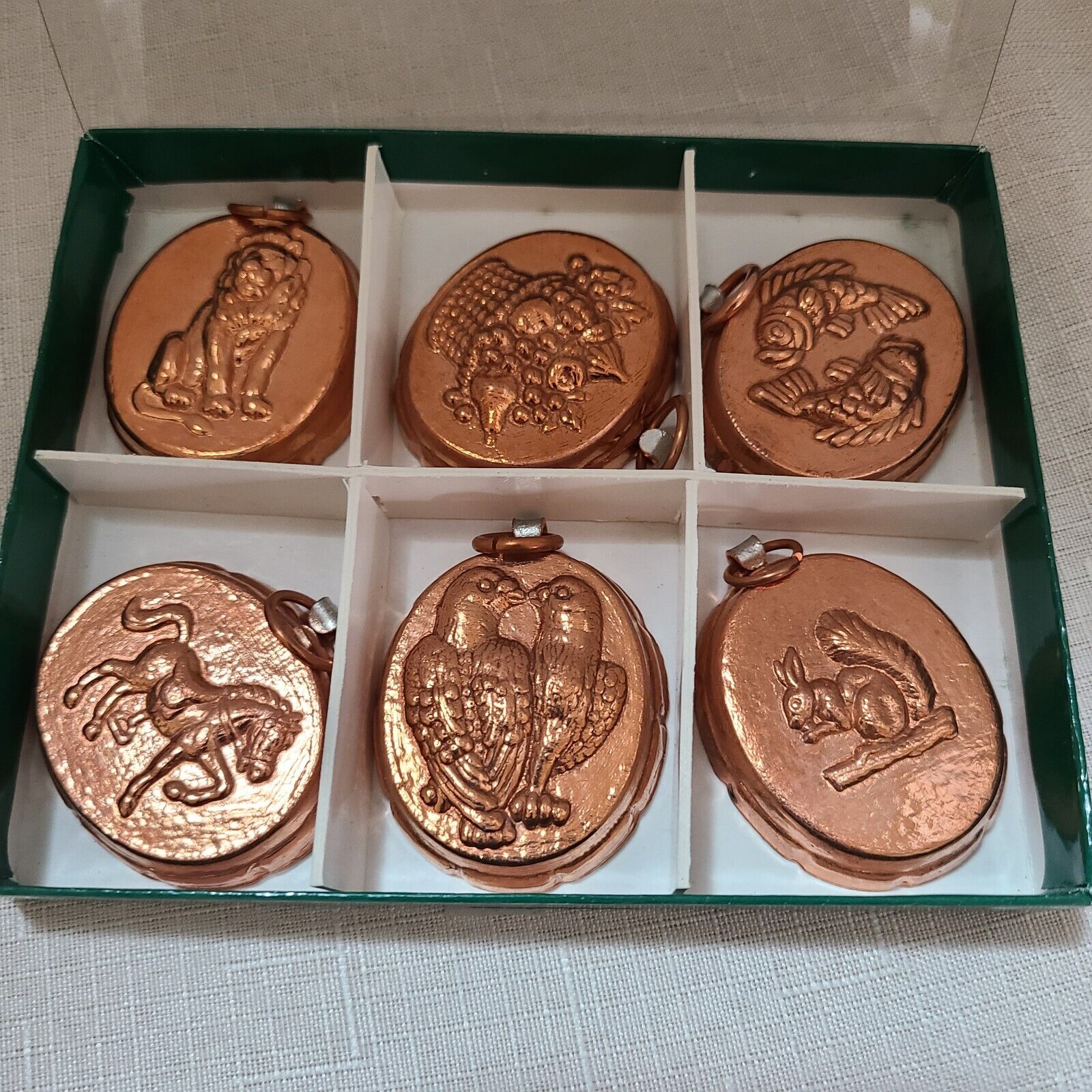 Lot Of 6 Metal Molds 2 Inch Copper Color Assorted Designs 