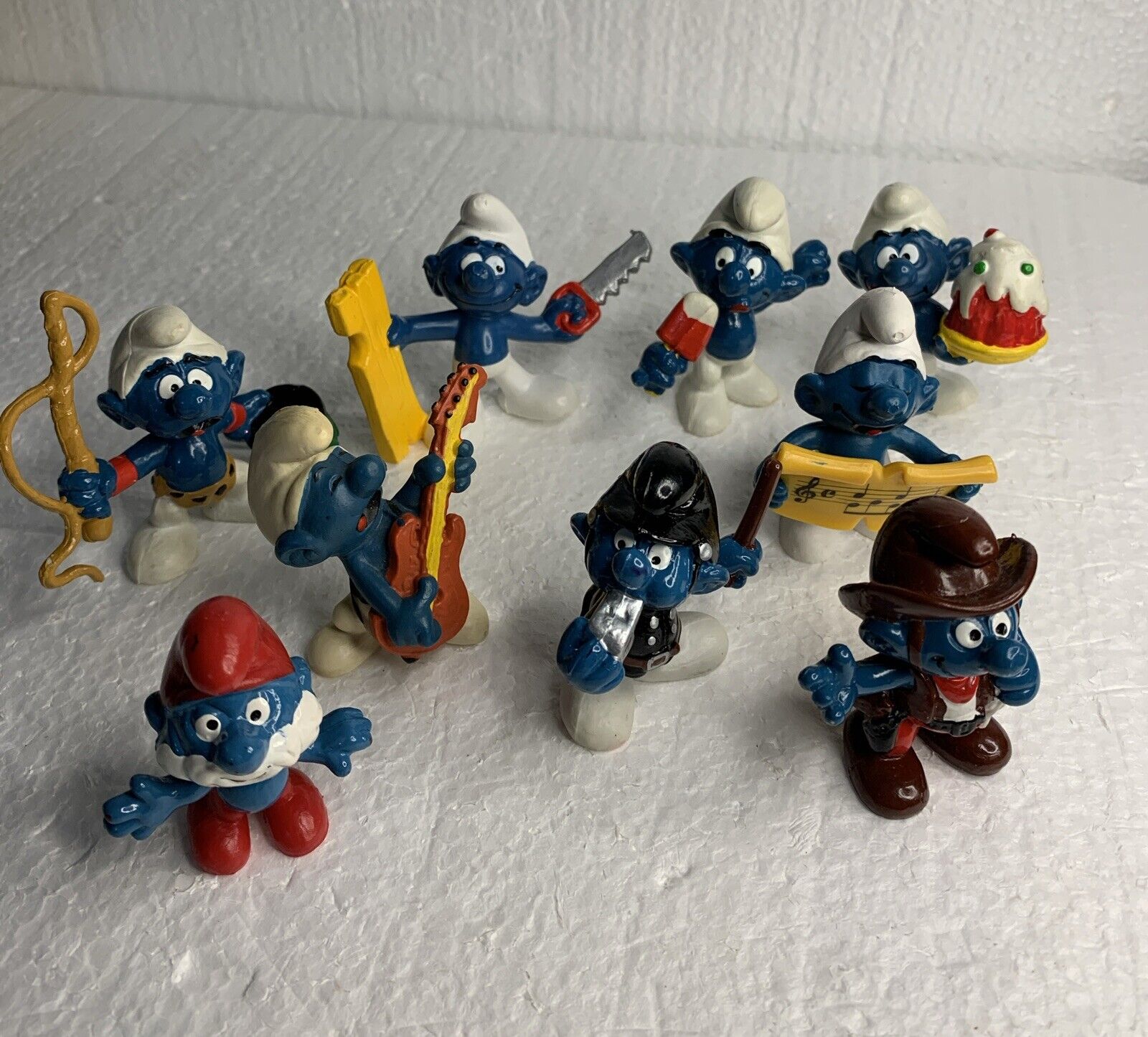 Smurfs Rare Vintage Peyo Schleich Hong Kong 1960s-1980s Lot of 9 2” Figurines