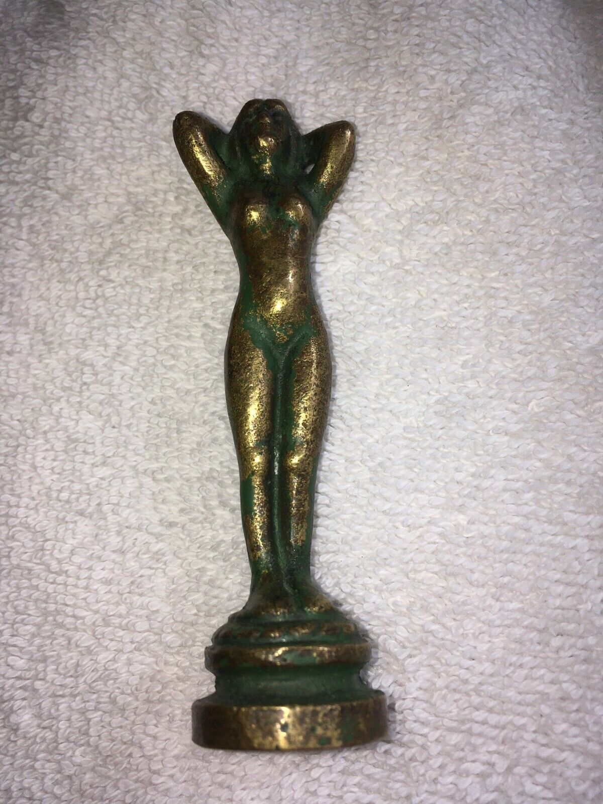 Antique French Art Nouveau Solid Bronze Nude Female Wax Seal. 3-1/8” High