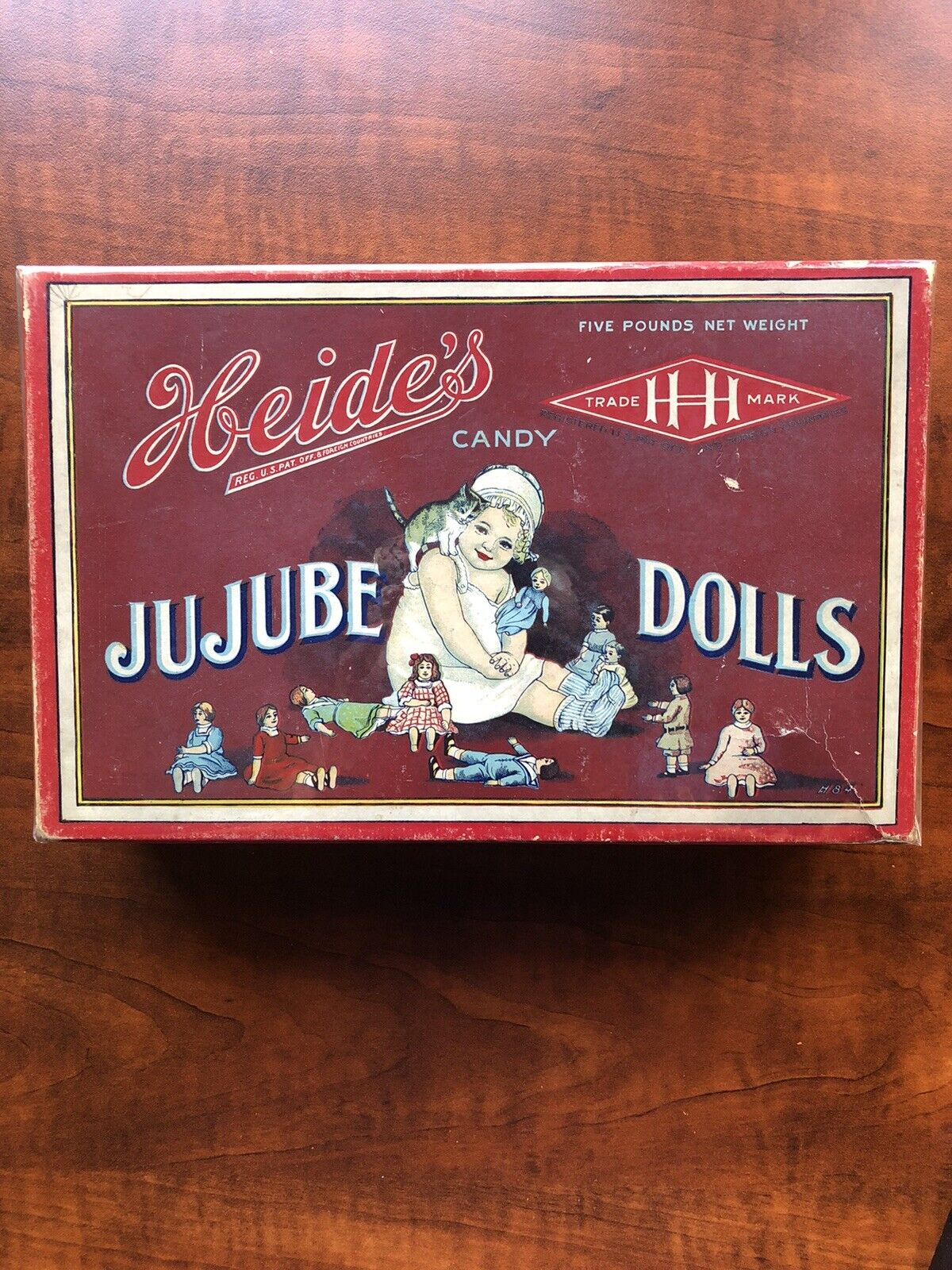 Rare Seldom Seen Heide’s Jujube Dolls Candy Box. Early 1900s Very Nice Condition