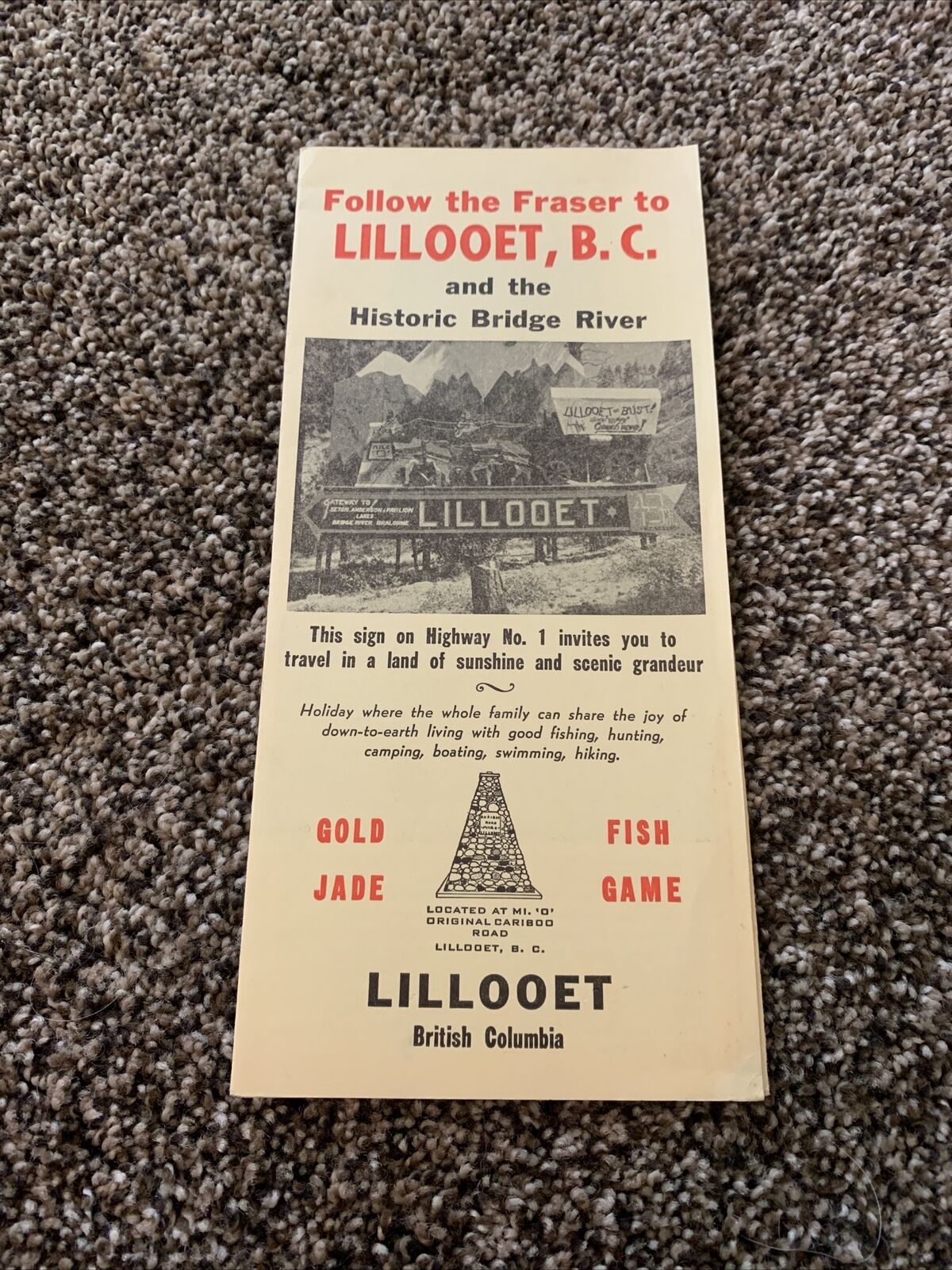 Vintage Rare - Lillooet British Columbia Canada Brochure Pamphlet 