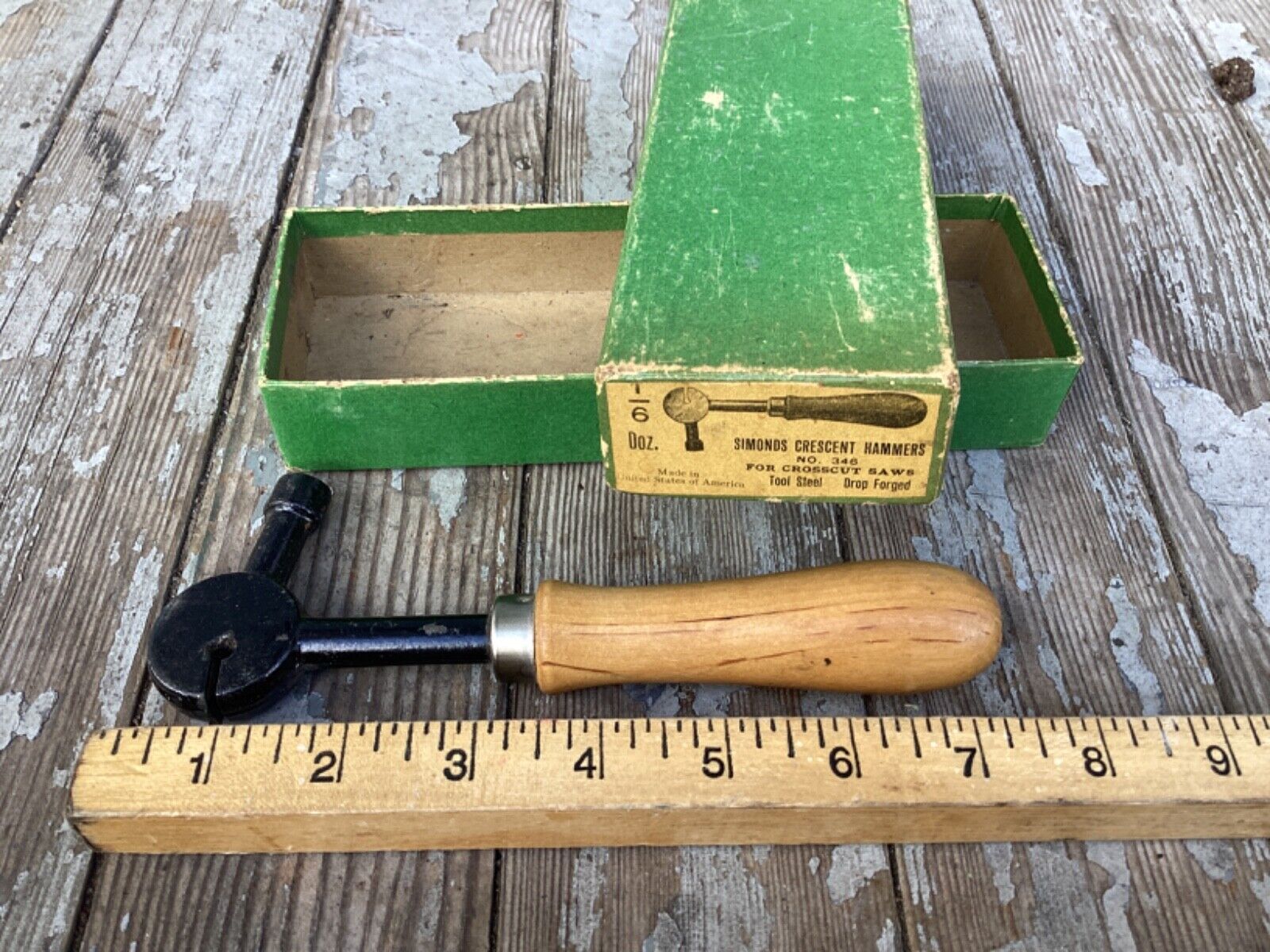 Vintage Simonds Saw Setting  No. 346 Crescent Swaging Hammer MINT with BOX rare